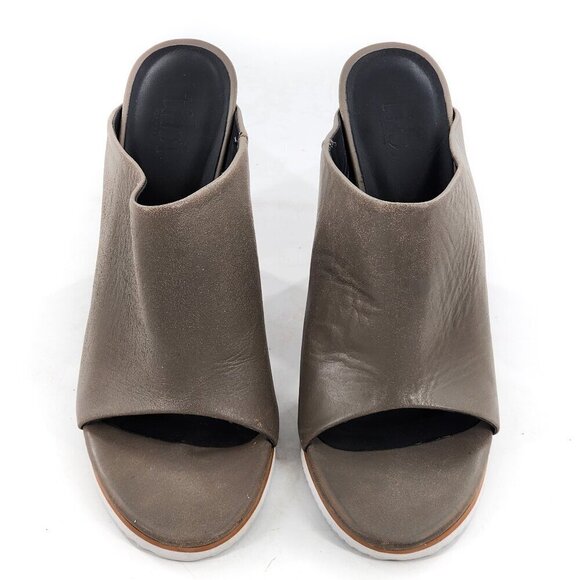 TIBI Bee Mules in Storm Gray Leather Open Toe - Picture 4 of 11